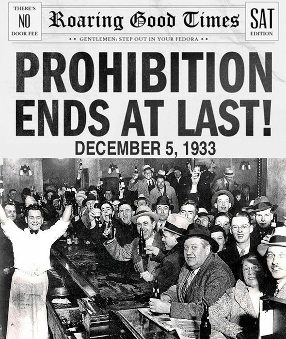 an old newspaper advertisement for prohibition ends at last