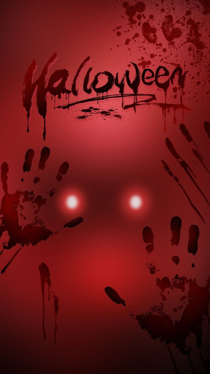 an image of a creepy face with blood on it and the word halloween written in black