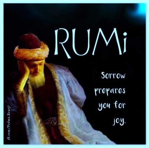 an image of a man with a hat on his head and the words rumi below him