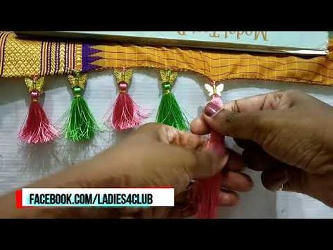 Saree Kuchu Designs Latest Video, Butterfly Saree, Saree Kuchu Design, Saree Kuchu New Designs, How To Make Butterfly, Saree Tassels Designs, Boat Neck Blouse Design, Saree Kuchu Designs, Saree Tassels