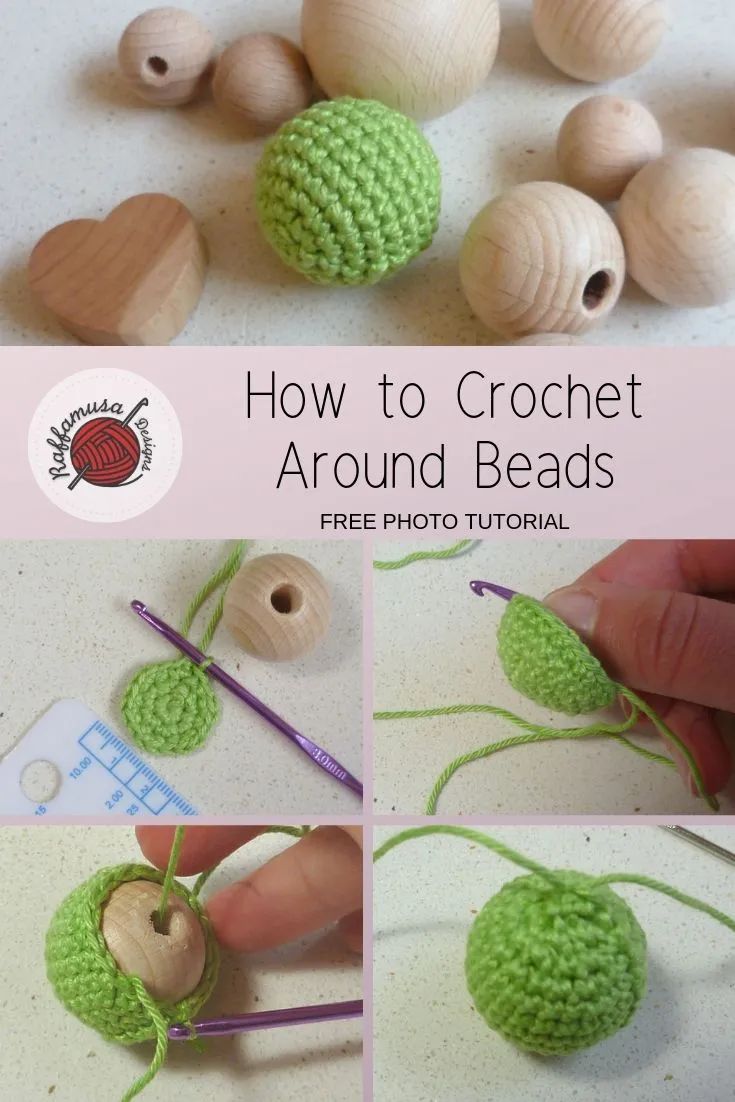 how to crochet around beads with pictures and instructions for making them in the shape of hearts