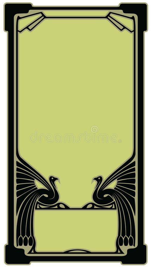 an art deco style frame with two birds on it royalty images and clippings