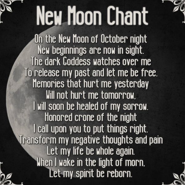 a poem written in front of a full moon with the words, new moon chart