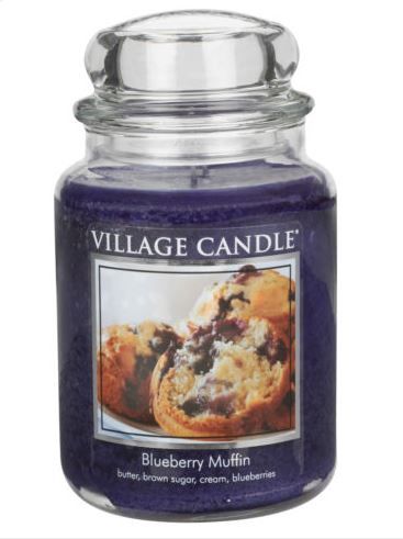 a blueberry muffin jar candle is shown