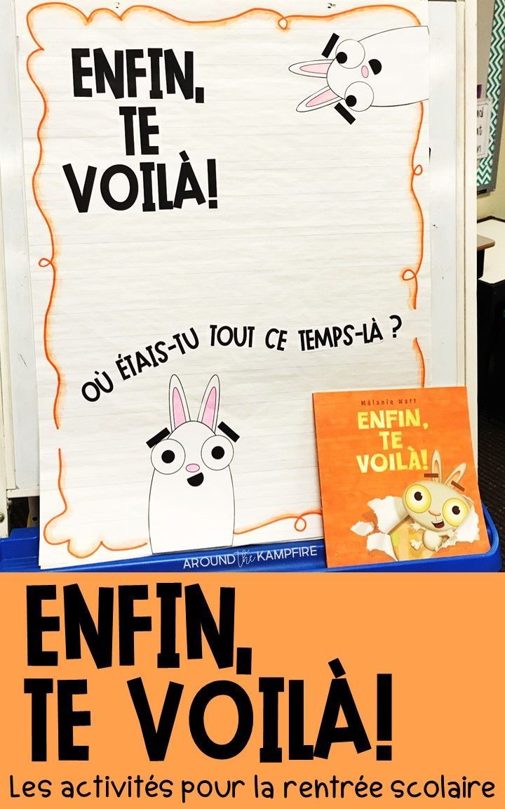 a sign that says enfin, le voila with an image of two rabbits on it