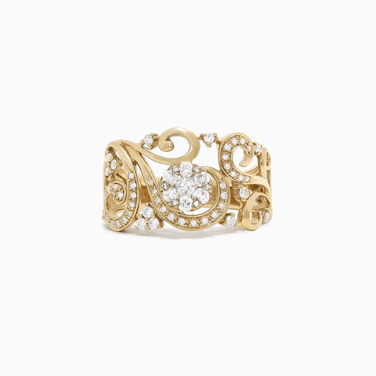 Effy D'Oro 14K Yellow Gold Diamond Filigree Ring, 0.53 TCW