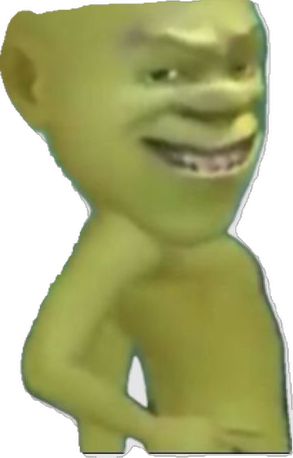 a green cartoon character is smiling and holding his hands behind his back as if he's looking at the camera