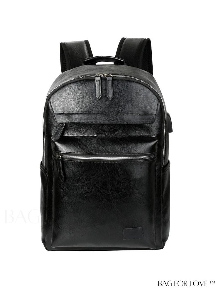 BagForLove - ATARNI Large-capacity PU Leather Laptop Backpack Black School Laptop Bag With Zipper Closure, Black Laptop Bag With Zipper Closure For School, Black Standard Backpack Laptop Bag For Daily Use, Casual Black Laptop Bag For Daily Use, Everyday Black Waterproof Bags, Everyday Waterproof Black Bags, Black Anti-theft Outdoor Bags, Outdoor Anti-theft Black Bag, Casual Business Waterproof Bags