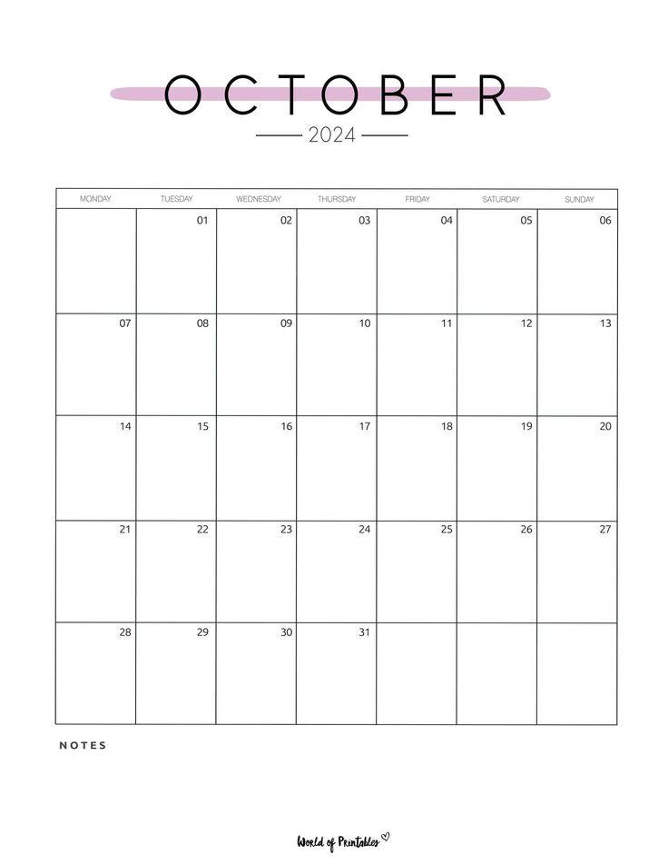 the october calendar is shown in pink and black