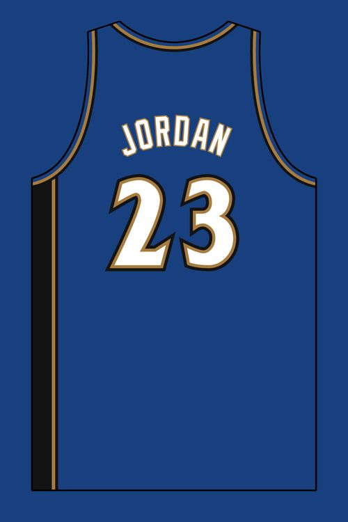 a blue jersey with the number 23 on it, which is printed in gold and white