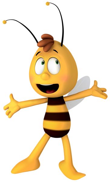 a cartoon bee is smiling and waving