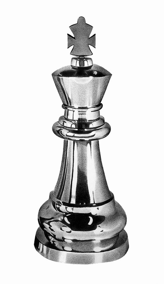 a metal chess piece on a white background