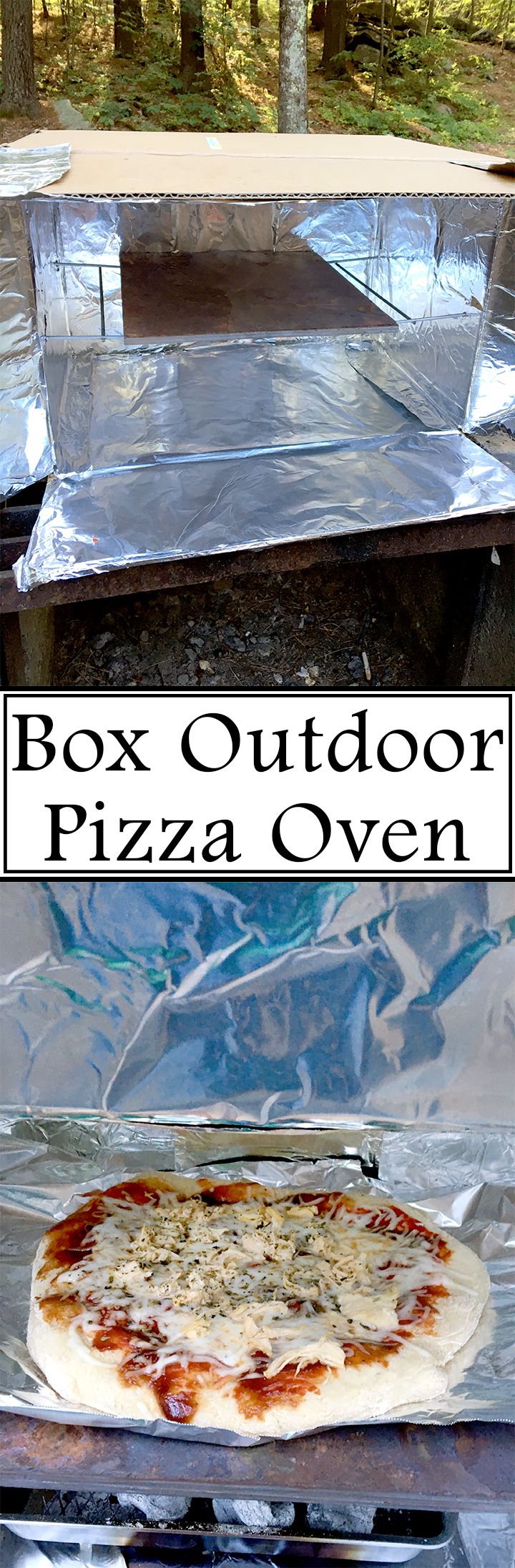 an outdoor pizza oven with the words box outdoors pizza oven on it's side