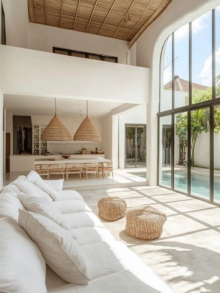 Bali Villa Bedroom, Bali Villa Interior, Mediterranean Architecture Modern, Bali Inspired Home, Beach Villa Interior, Luxury Resort Interior, Italian Villa Interior, Canggu Villa, Bali Jungle