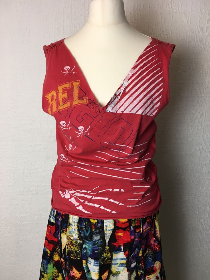 Gorgeous vintage Religion red soft jersey top Uk 12 Excellent condition Red Fitted Vest For Summer, Fitted Red Vest For Summer, Red Casual Summer Vest, Red Vest Top For Summer, Red Sleeveless Summer Tops, Red Sleeveless Top For Summer, Casual Red Summer Vest, Casual Red Sleeveless Top, Red Stretch Tops With Graphic Print