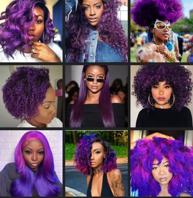 Purple hair on black women; purple hairstyles Purple Hair For Black Women, Purple Hair Color Ideas For Black Women, Purple Hair Color Ideas For Black Women Natural Hair, Purple Hairstyles For Black Women, Purple Hair On Black Women, Black Women Purple Hair, Purple Hair On Dark Skin, Purple Hair Natural Black Women, Purple Hair Black Women