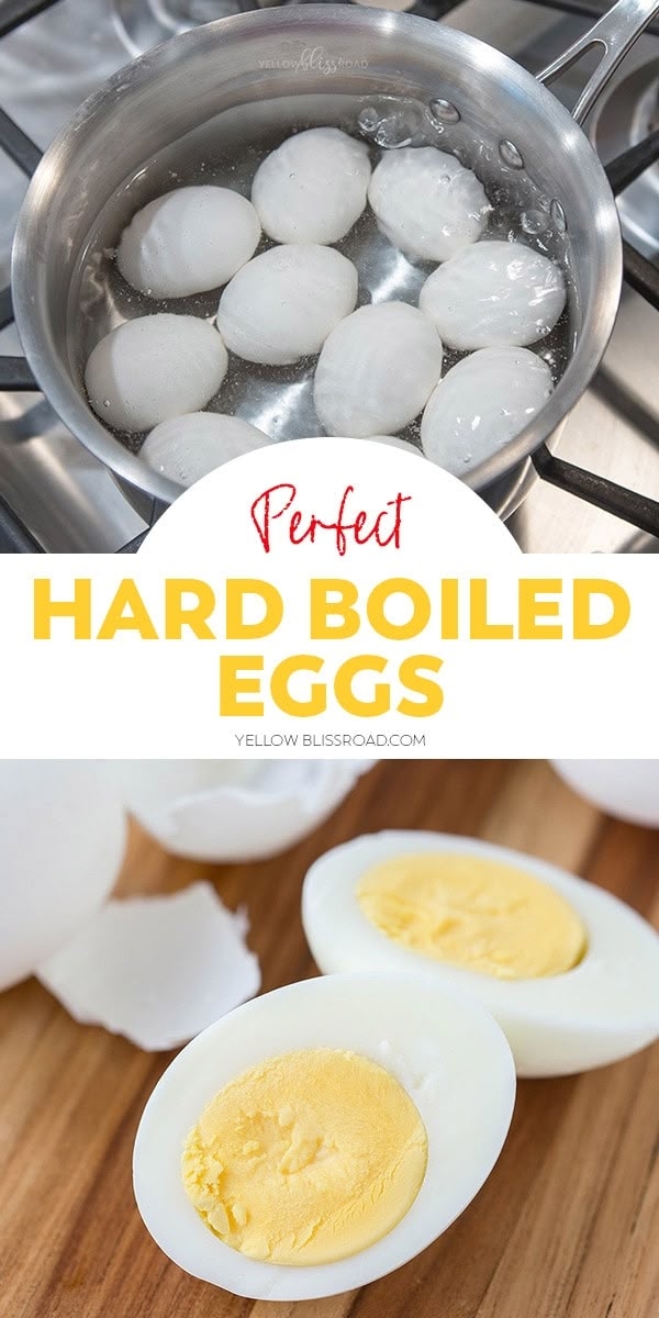 hard boiled eggs in a skillet with the words perfect hard boiled eggs