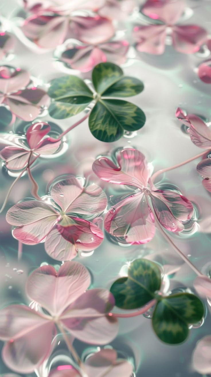 pink and green flowers floating in water