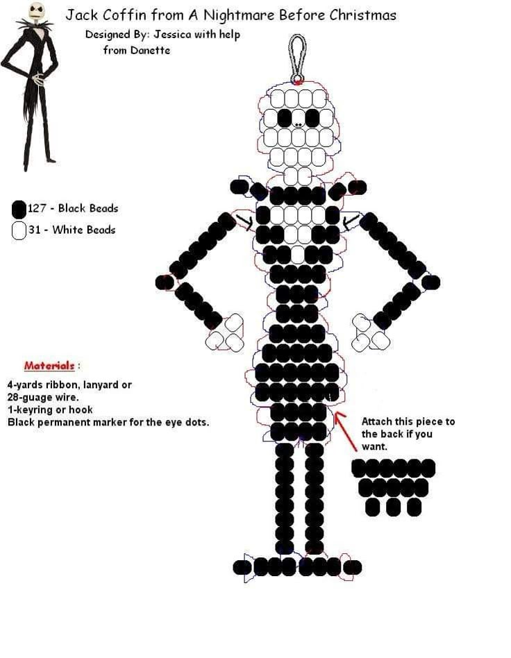 the instructions to make a beaded skeleton ornament for christmas tree decorations and crafts