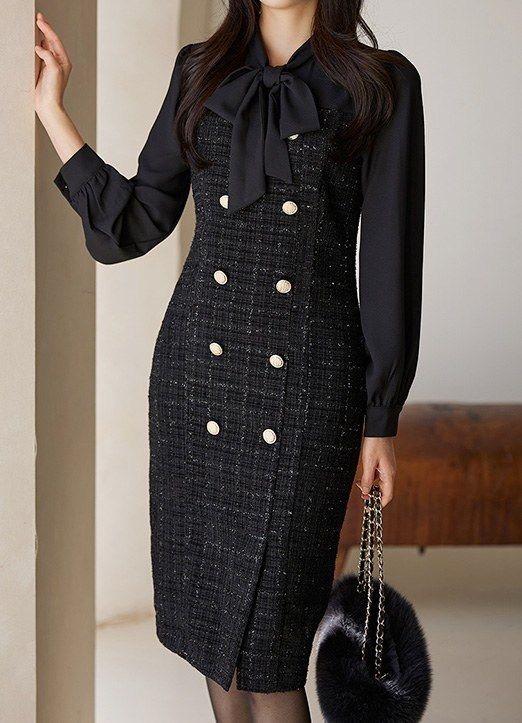 StyleOnMe Formal Elegant Outfit Classy Dress, Tweed Fashion, Old Money Fashion, Tweed Outfit, Modest Dresses Fashion, Money Fashion, Stylish Work Attire, Korean Fashion Dress, Classy Dress Outfits