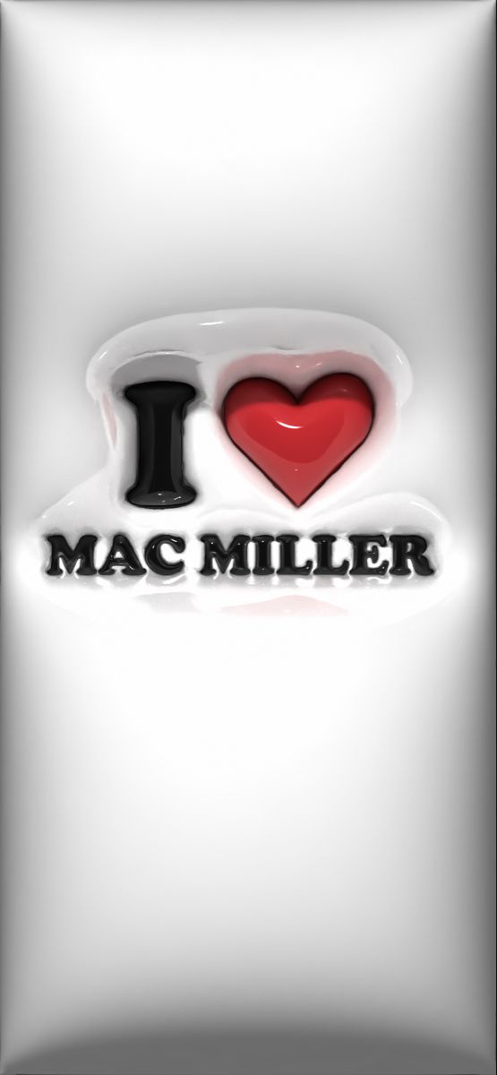 i love mac miller sticker on the back of a white bag with red heart