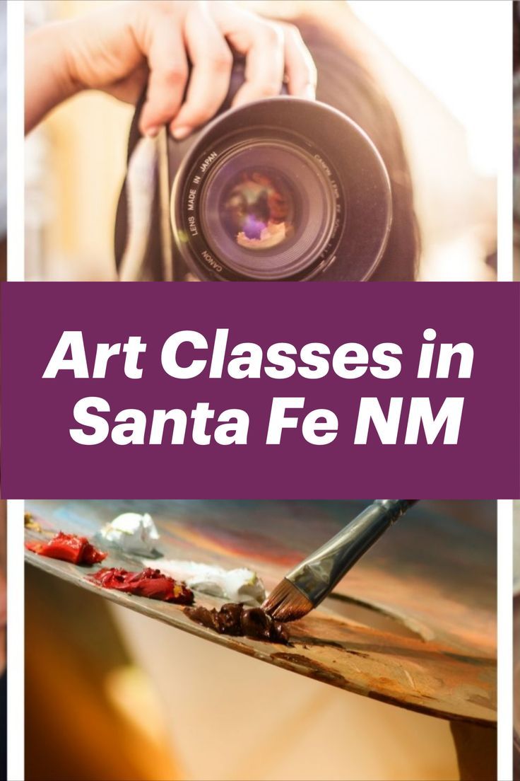 the words art classes in santa fe nm are shown above photos of people taking pictures