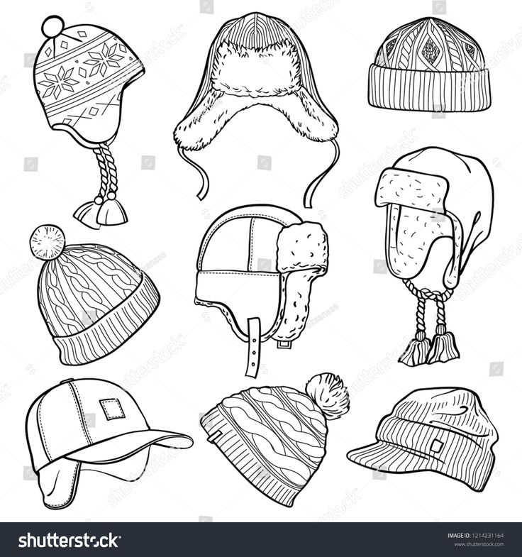 hand drawn winter hats and caps