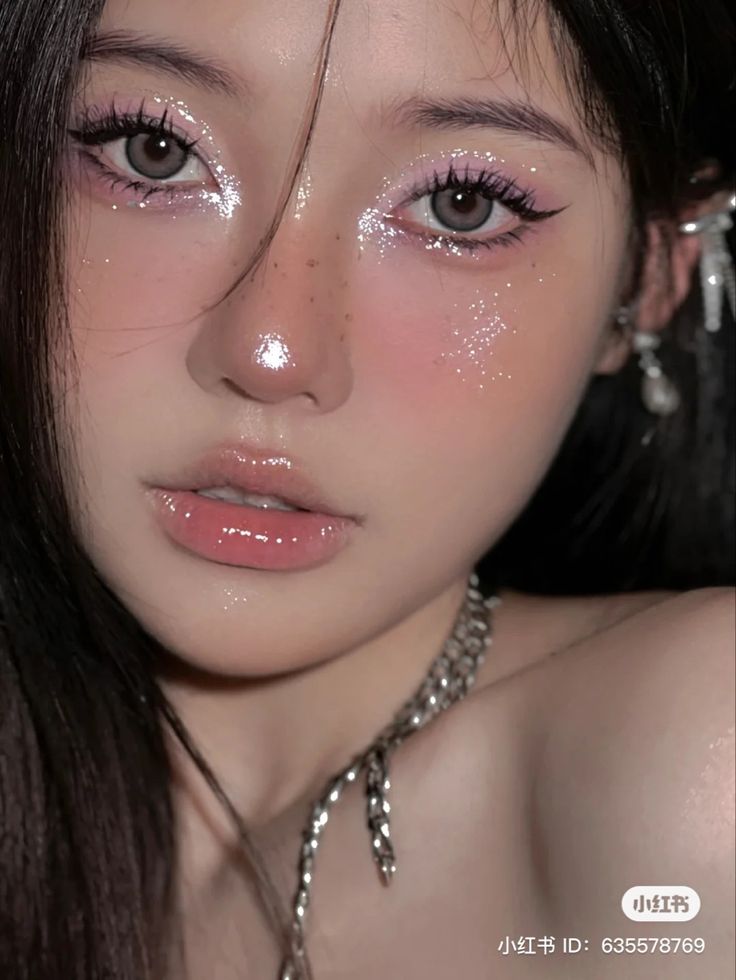 Angel Make Up Look, Makeup Inspo 2023, Angel Eyes Makeup Look, Girly Eye Makeup, Angel Like Makeup, Makeup Ideas Angel, Aesthetic Eye Makeup Looks, Angelic Douyin Makeup, Douyin Angel Makeup