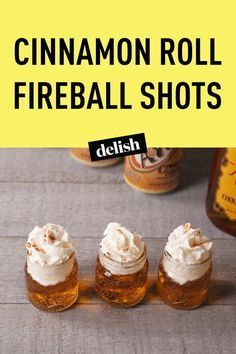 cinnamon roll fireball shots on a table