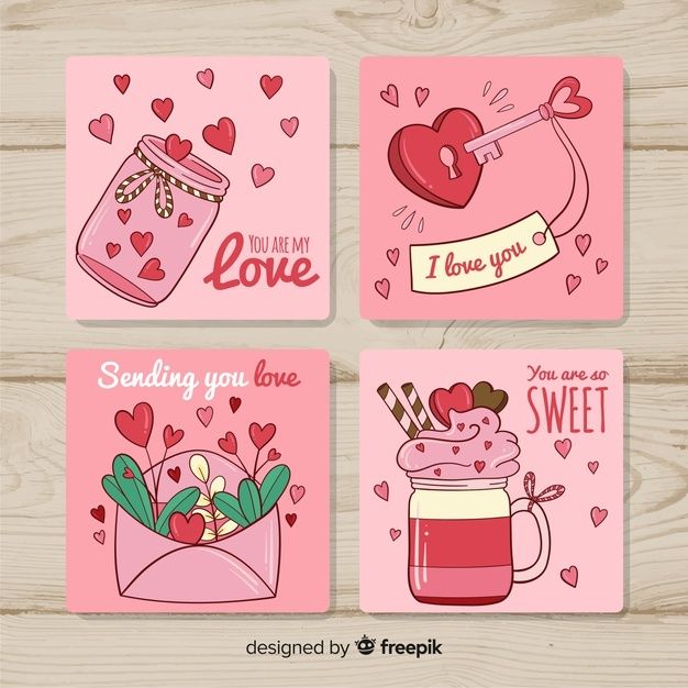 four coasters with hearts, flowers and mason jar designs on them for valentine's day