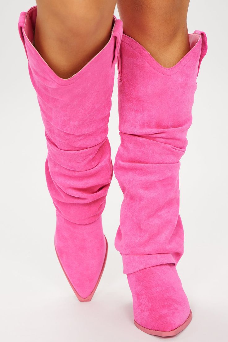 Available In Black And Pink. Knee High Flat Boots Pointed Toe 2.75" Mid Heel Imported | City Cowgirl Flat Boots in Pink size 6.5 by Fashion Nova City Cowgirl, Knee High Flat Boots, Knee High Boots Flat, Men Jeans Pants, Pointed Toe Flats, Flat Boots, Black And Pink, Mid Heel, Matching Dresses