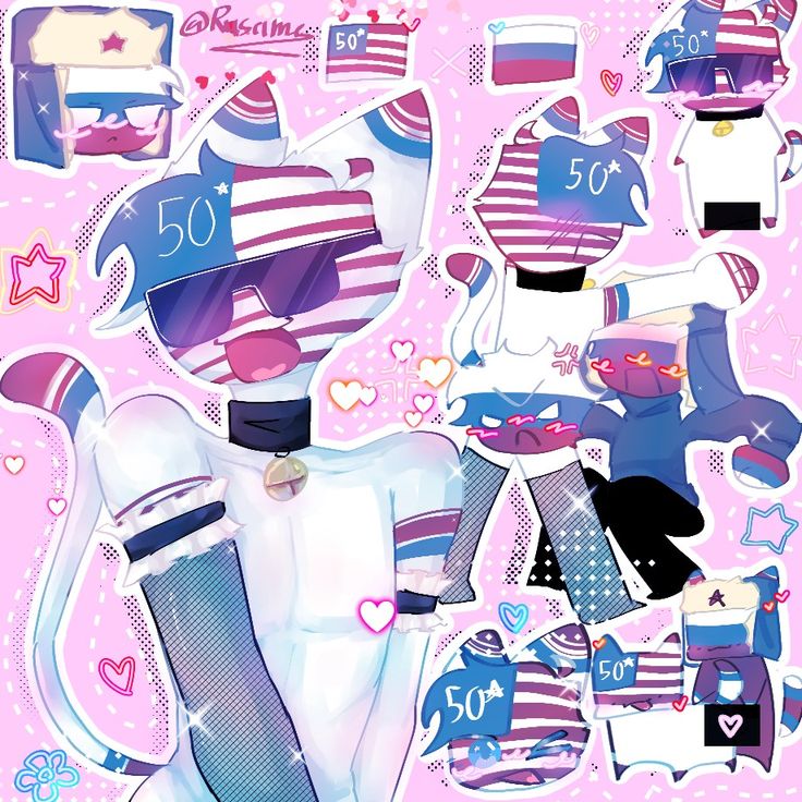 a pink background with many different items on it, including socks and hats in the shape of an american flag