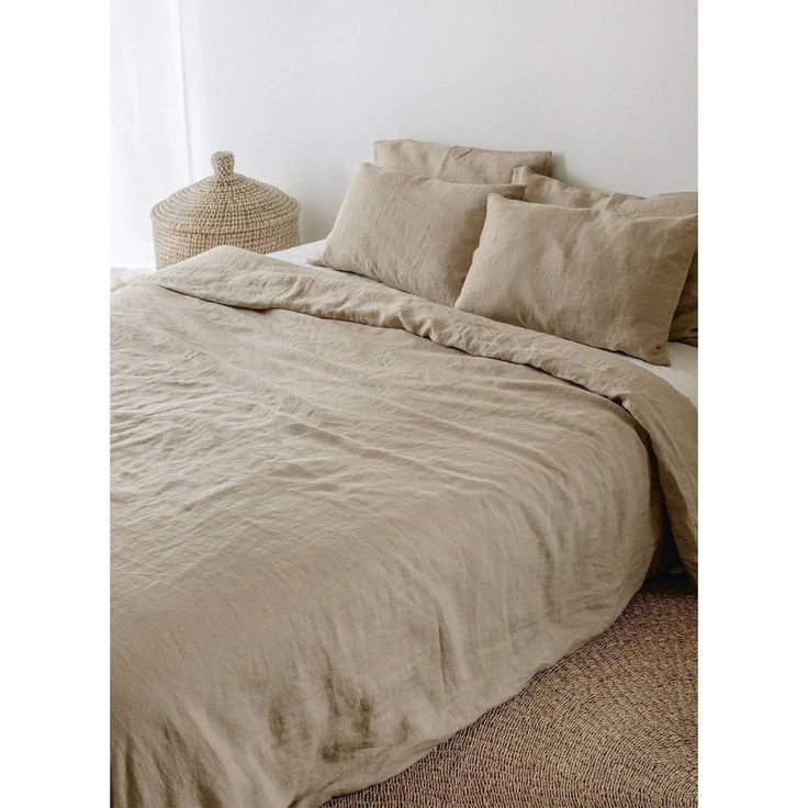 100% Pure Linen Duvet Cover Set - Natural Beige California King US Linen Bedding Natural, Interior Boho, Beige Bed, Linen Duvet Cover, Dekorasi Kamar Tidur, Japanese Interior, Bed Linen Sets, Linen Duvet Covers, Linen Duvet