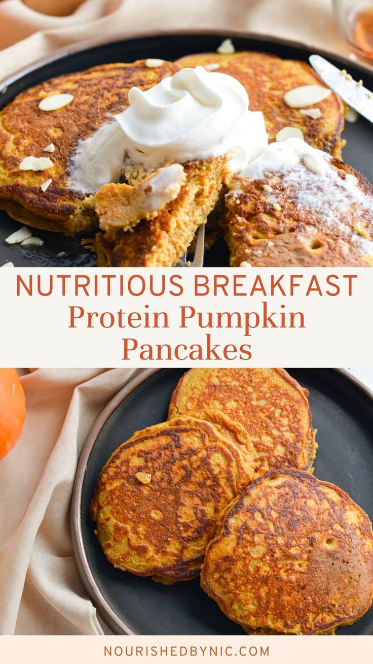 Protein Pumpkin Pancakes Gluten Free Protein Pancakes, Protein Powder Pancakes, Pumpkin Protein Pancakes, Pumpkin Pancake Recipe, Easy Protein, Gluten Free Protein, Pumpkin Pancakes, High Protein Breakfast, Pancakes Healthy