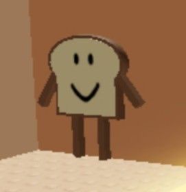 an animated image of a smiling bread character