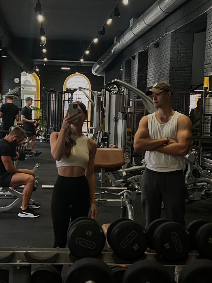 a group of people working out in a gym