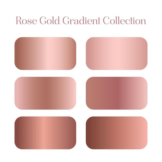 the rose gold gradient collection is shown in four different shades, including pink and brown