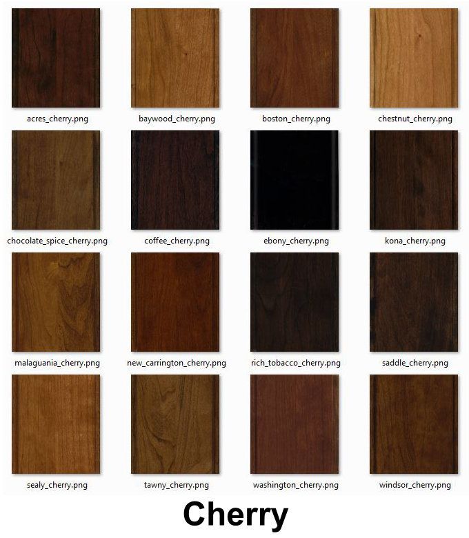 the names and colors of different types of wood grains for cabinets, doors, windows