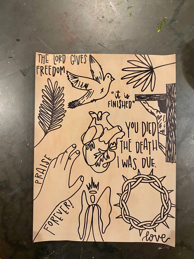 a piece of paper with some drawings on it