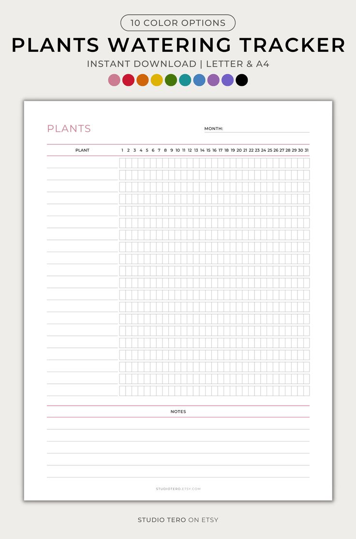 the printable plant tracker sheet for plants