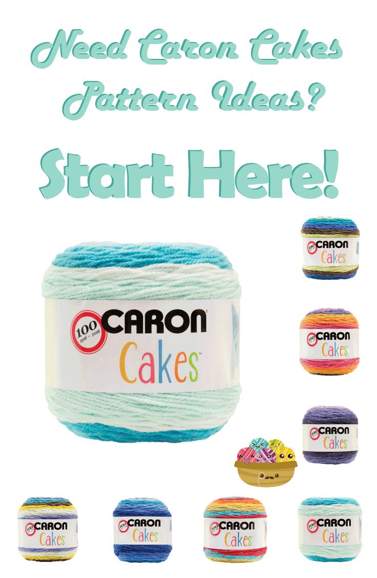 the crochet pattern is featured in this ad for canon cakes, which features different colors