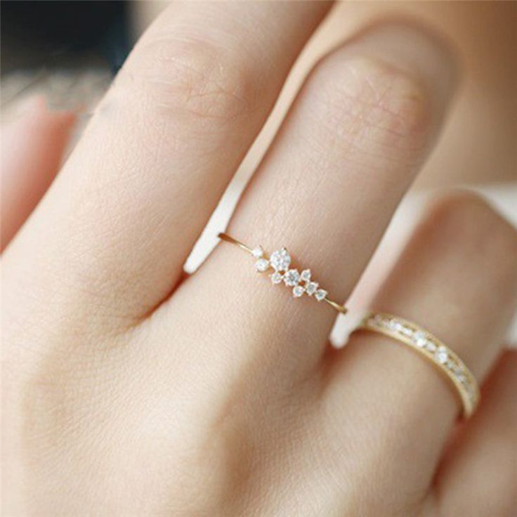 BOAKO Simple Cubic Zirconia Small Stone Thin Ring Gold Engagement Rings For Women Boho Fashion Jewelry Wedding Ladies Gift X7-M2 Inexpensive Engagement Rings, Dainty Wedding Ring, Chic Rings, Morganite Engagement Ring, Small Rings, Engagement Jewelry, Gold Engagement, Rings For Women, Crystal Rings