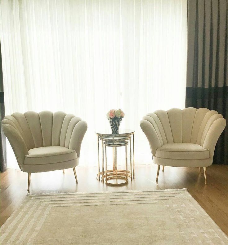 two chairs and a table in front of a window