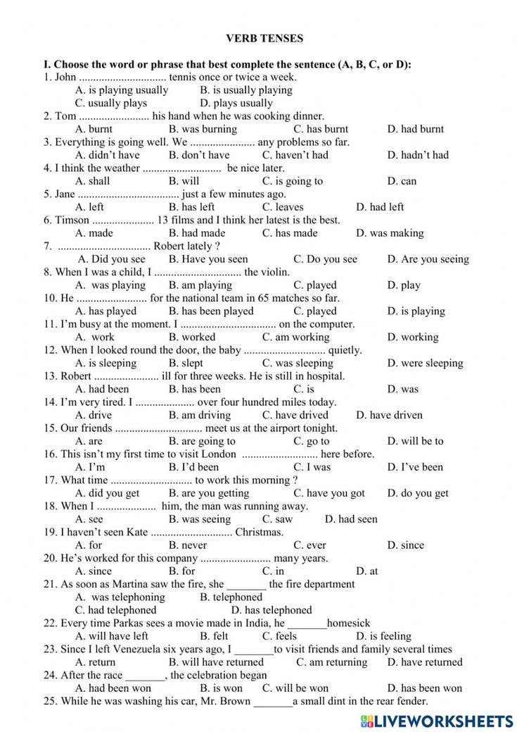 the worksheet for an english verb tense is shown in black and white, with words