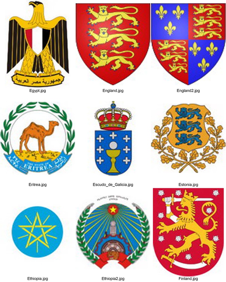 the coat of arms and emblems of different countries