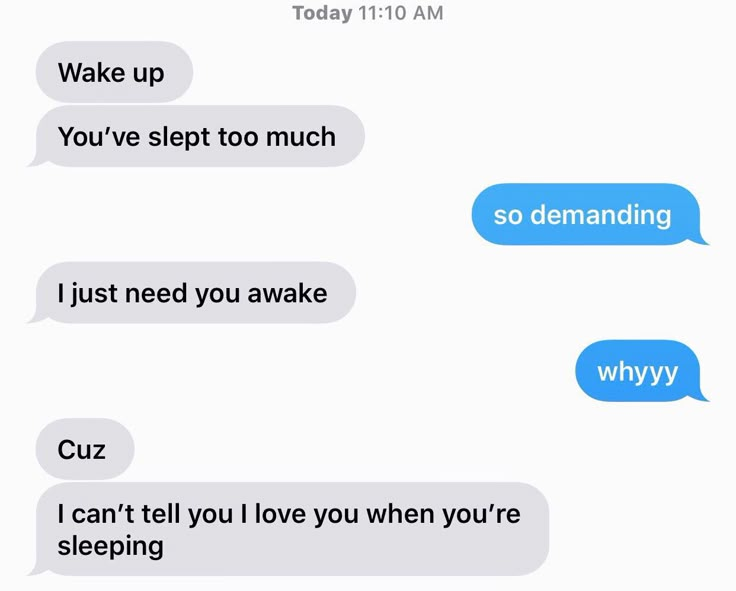 two texts that are in different languages, one says wake up you've slept too much i just need you awake