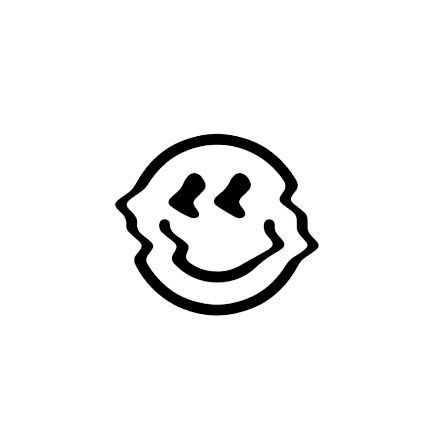 a black and white drawing of a smiley face