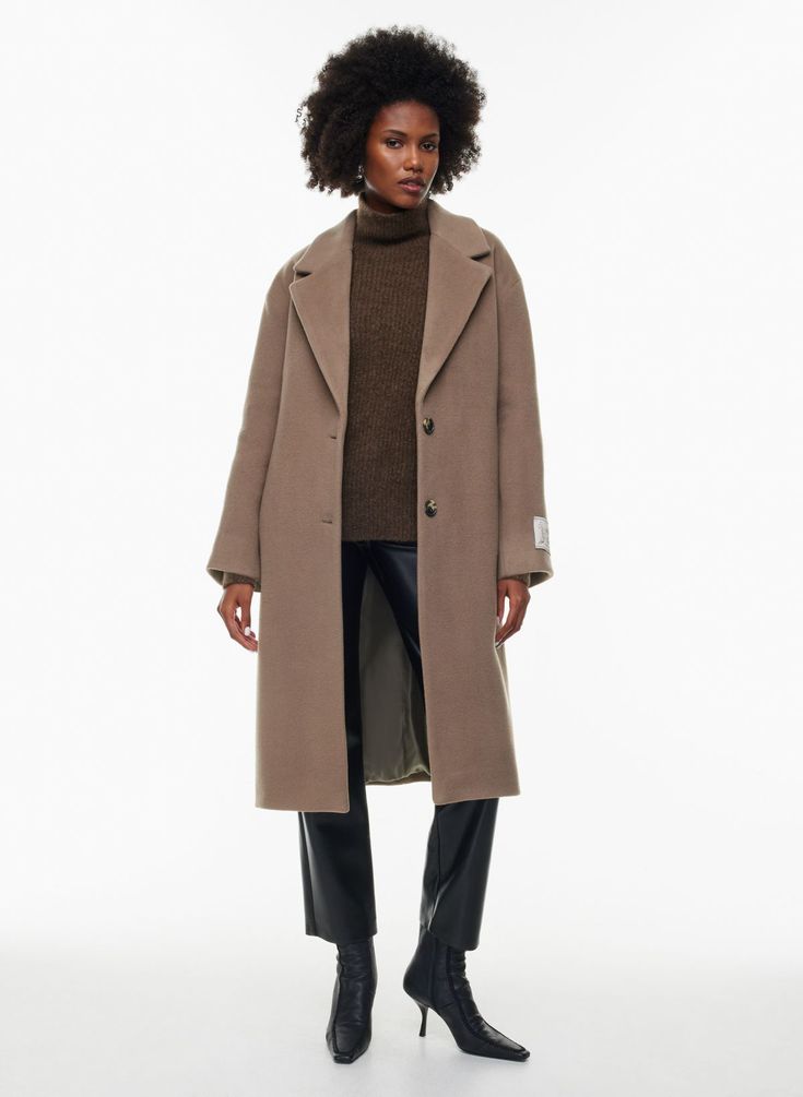 THE ONLY COAT | Aritzia Aritzia Wool Coat, Aritzia Coat, Wind Protection, Great Coat, Cocoon Coat, Single Breasted Coat, Dark Taupe, Thick Sweaters, Cashmere Coat