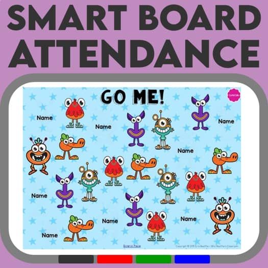 the smart board has an image of cartoon characters on it and says, go me