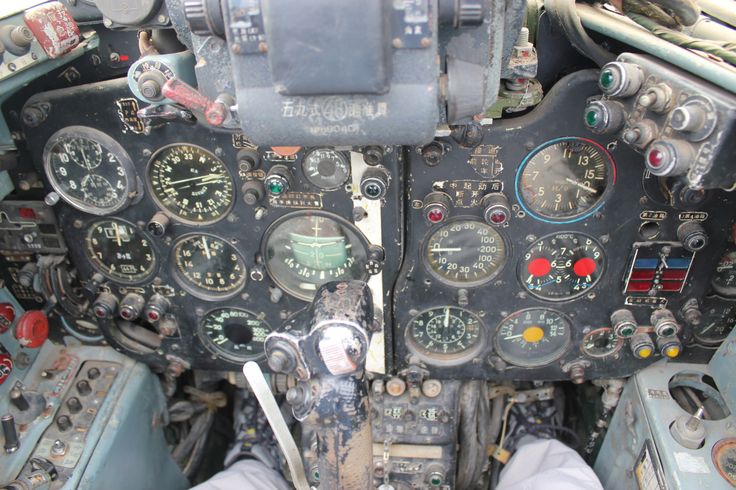 the cockpit of an airplane with many gauges and dials on it's instruments